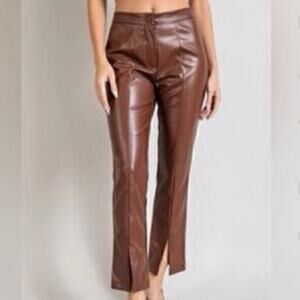▶️ Wildfox ◀️ Princess Seams Split Hem Faux Leather Pants  XS